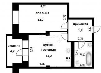 2-комнатная квартира на продажу, 41.2 м2, Новосибирск, Междуреченская улица, 3, метро Площадь Маркса