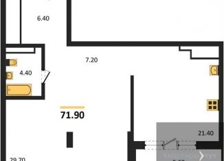 Продается 1-комнатная квартира, 71.9 м2, Воронеж, Железнодорожный район