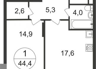 Продается 1-ком. квартира, 44.4 м2, деревня Рассказовка, 2-я Боровская улица, 1