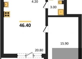 Продается однокомнатная квартира, 46.4 м2, Воронеж, Железнодорожный район