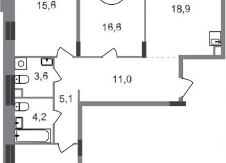 Продам 3-ком. квартиру, 87.3 м2, Москва, деревня Рассказовка, 2