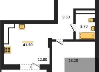 Продам 1-ком. квартиру, 41.5 м2, Воронеж, Железнодорожный район