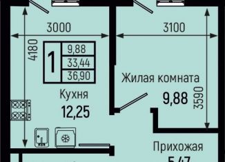 Продаю 1-комнатную квартиру, 36.9 м2, село Небуг