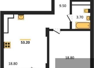 Продается 1-комнатная квартира, 53.2 м2, Воронеж, Железнодорожный район