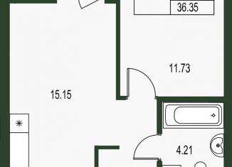 1-комнатная квартира на продажу, 36.4 м2, Екатеринбург, Ленинский район, Машинная улица, 4