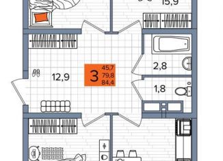 Продаю 3-комнатную квартиру, 84.4 м2, Краснодарский край