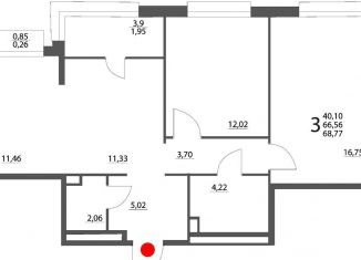 Продам 3-комнатную квартиру, 68.6 м2, Берёзовский