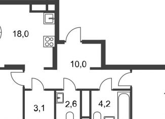 Продается 2-ком. квартира, 62.6 м2, Москва, деревня Рассказовка, 1