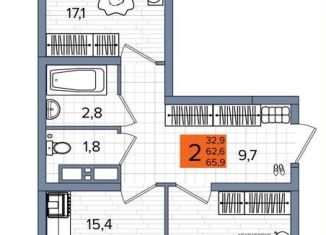 Продается 2-комнатная квартира, 65.9 м2, Краснодар, Прикубанский округ