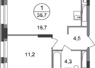 Продажа 1-комнатной квартиры, 36.7 м2, Московский