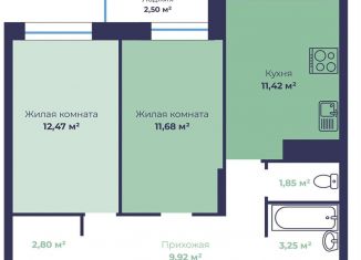 Продается двухкомнатная квартира, 54.6 м2, Ярославль, Фрунзенский район