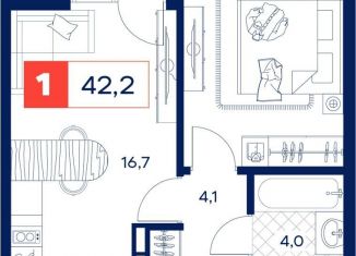 Продается однокомнатная квартира, 42.2 м2, Тюменская область