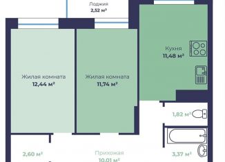 Продам 2-ком. квартиру, 54.7 м2, Ярославль, Фрунзенский район