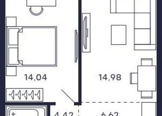 Продается однокомнатная квартира, 44 м2, Московская область