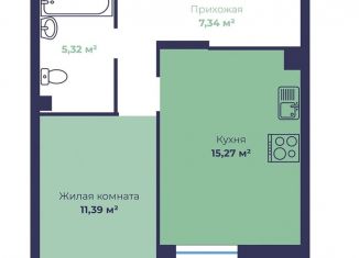 Продается 1-комнатная квартира, 40.7 м2, Ярославль