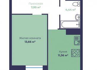 1-ком. квартира на продажу, 38.8 м2, Ярославль, Фрунзенский район