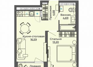 Продам однокомнатную квартиру, 42.2 м2, Екатеринбург, Кировский район, улица Блюхера, 26