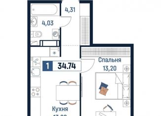 Продается однокомнатная квартира, 34.7 м2, Ленинградская область