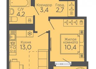 Продается 1-комнатная квартира, 35.3 м2, Екатеринбург, Октябрьский район, жилой комплекс Новокольцовский, 6