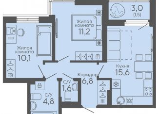 Продаю 2-комнатную квартиру, 51.6 м2, Екатеринбург, метро Ботаническая, жилой комплекс Новокольцовский, 6