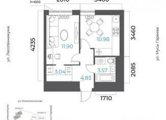 Продажа 1-ком. квартиры, 34.3 м2, Уфа, Октябрьский район