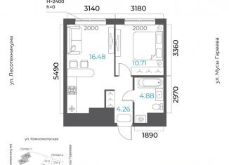 2-ком. квартира на продажу, 36.3 м2, Уфа, Октябрьский район