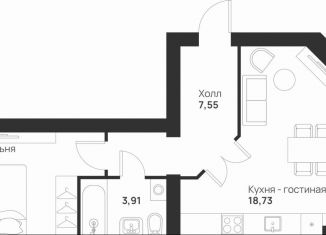 Продаю 1-комнатную квартиру, 46.4 м2, Тула, улица Героя России Зиничева, 6