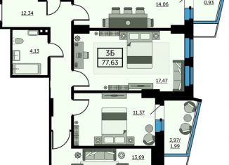 Продаю 3-ком. квартиру, 77.5 м2, Ростов-на-Дону, ЖК Город у Реки, улица 23-я Линия, 54с6
