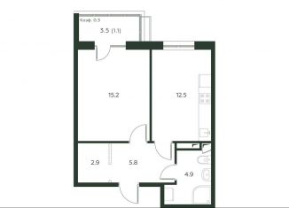 1-ком. квартира на продажу, 42.4 м2, деревня Лобаново