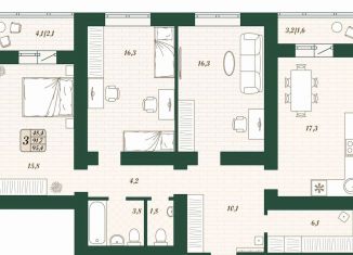 Продается 3-комнатная квартира, 91.7 м2, поселок городского типа Стройкерамика, улица Олега Пешкова
