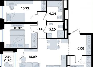 2-комнатная квартира на продажу, 61.5 м2, Татарстан