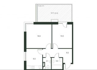 Продается 2-ком. квартира, 57.6 м2, деревня Лобаново