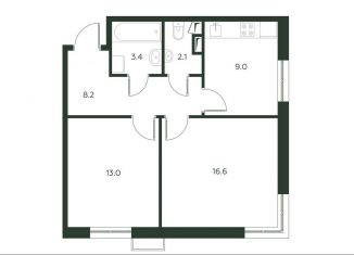 Продам двухкомнатную квартиру, 52.3 м2, деревня Лобаново