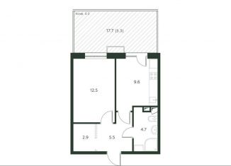 1-ком. квартира на продажу, 40.5 м2, деревня Лобаново