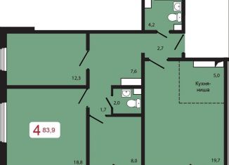 Продаю четырехкомнатную квартиру, 83.9 м2, Красноярск, ЖК Берег, 5.2, ЖК КБС. Берег