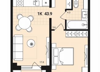 Продаю однокомнатную квартиру, 43.9 м2, Обь, Геодезическая улица, 29