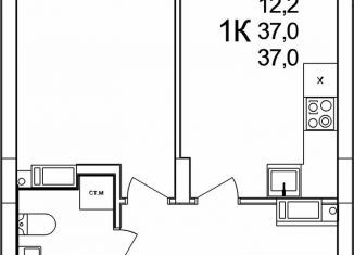 Продажа 1-комнатной квартиры, 37 м2, деревня Анкудиновка, ЖК КМ Анкудиновский Парк, жилой комплекс КМ Анкудиновский Парк, 47