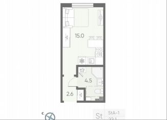 Квартира на продажу студия, 22.1 м2, посёлок Шушары