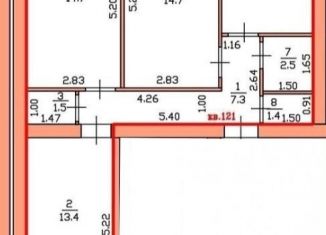 Продам трехкомнатную квартиру, 65.3 м2, Бор, Молодёжная улица, 4А