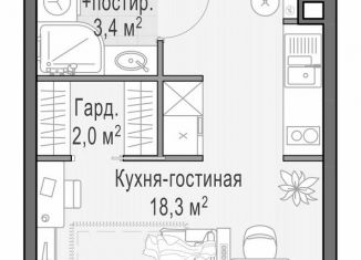 Квартира на продажу студия, 28.3 м2, посёлок Развилка, посёлок Развилка, 52к1