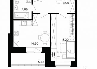 Продажа 1-комнатной квартиры, 48.2 м2, Берёзовский, улица Победы, 5, ЖК Уют-Сити