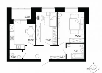 Продажа двухкомнатной квартиры, 59.5 м2, Берёзовский, улица Победы, 5, ЖК Уют-Сити