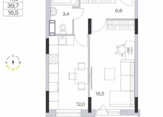 Продам 1-комнатную квартиру, 39.7 м2, деревня Пирогово, ЖК Пироговская Ривьера, улица Ильинского, 8к1