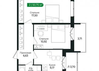 Продается двухкомнатная квартира, 50.8 м2, Сертолово
