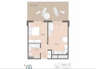 Продаю 1-ком. квартиру, 40.6 м2, посёлок Шушары