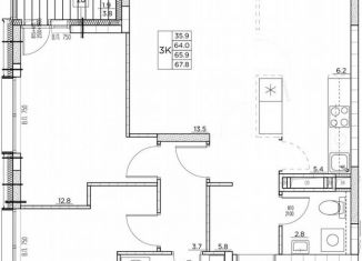 Продаю 3-комнатную квартиру, 67.8 м2, Владивосток