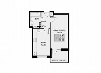 Продается 1-комнатная квартира, 39.1 м2, поселок Южный, Екатерининская улица, 7к1