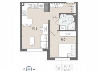 Продаю 1-ком. квартиру, 32.8 м2, Санкт-Петербург