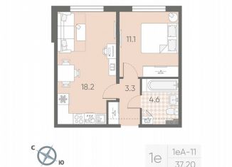 Продажа 1-ком. квартиры, 37.2 м2, посёлок Шушары