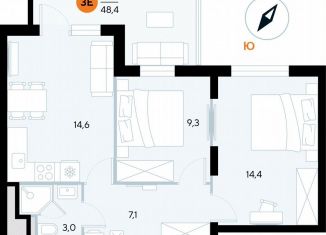 2-комнатная квартира на продажу, 57.7 м2, поселок городского типа Заозерное, улица Аллея Дружбы, 10А